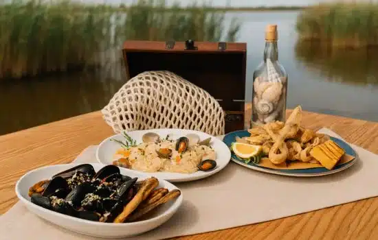 Menù Tipico di Ponte Molo con Cozze alla Polesana, Risotto del Delta e Frittura del Pescatore
