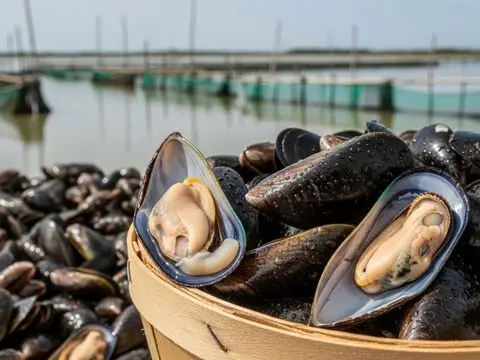 Cozze DOP di Scardovari appena raccolte, prodotto tipico del Delta del Po