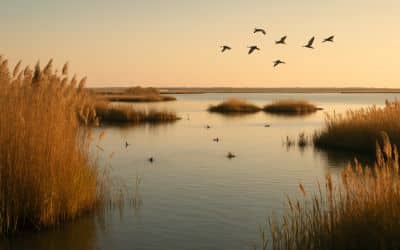 Paesaggio naturale del Delta del Po, tra canneti e lagune