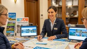 Staff di Ponte Molo che fornisce informazioni turistiche a ospiti